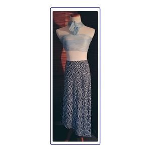 Hi-Lo Maxi Skirt Blue & White Wide Waist Band XL